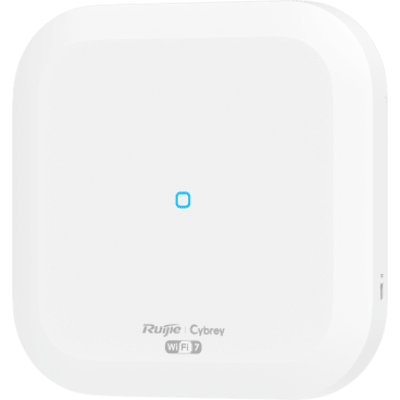 Access Point Indoor Wi-Fi 7 / Doble Radio 2.4 GHz y 5 GHz / 4 Flujos Espaciales / Tasa Pico 3.57 Gbps / 1 Puerto 2.5GBASE-T / 1 Puerto SFP 2.5G / Alimentación PoE+ y DC 54V / Montaje Pared y Techo / IP41 / Modos Fat, Fit y Cloud / Línea Cybrey