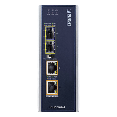 Convertidor de Medios Industrial de 2 Puertos SFP 100/1000X a 2 Puertos RJ45 10/100/1000T 802.3bt PoE++ - Imagen 3