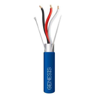 Carrete de 305 Metros (1000 Pies) de Cable 3x18 AWG / Plenum / BLINDADO / Tipo FPLP, CMP, CL3P / Color Azul / Para Aplicaciones en Sistemas de Seguridad, Audio, Control y otras Aplicaciones