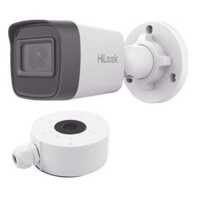 HiLook Series / Bala IP 4 Megapixel / 20 mts IR / Exterior IP67 / PoE / dWDR / Lente 2.8 mm + Caja de conexión DS-1280ZJ-XSP