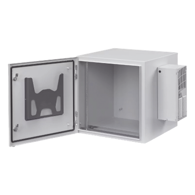 Gabinete Industrial ProTek de 19 UR de 922 x 600 x 614 mm Puerta Sólida Con Aire Acondicionado de 800 BTU / Protección NEMA Tipo 4/12; IP66, Fabricado en Acero Color Gris Claro