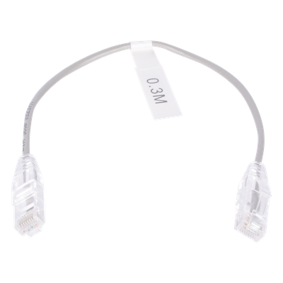 Cable de Parcheo Slim UTP Cat6 - 30 cm (11.81 Pulgadas) Gris Diámetro Reducido (28 AWG)