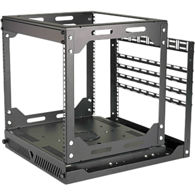 Rack Abierto Deslizante y Giratorio / 12U / Rotación 360° / Carga 68 kg (150 lbs) / Norma EIA/ECA-310-E / Gestión de Cables