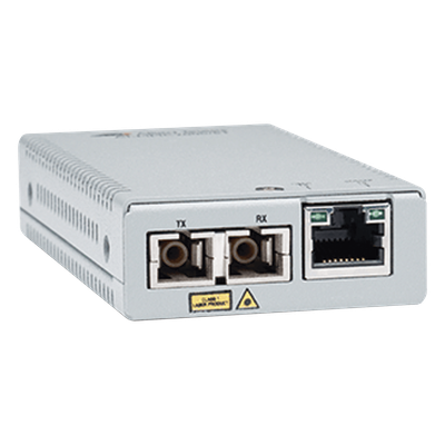 Convertidor de medios Gigabit Ethernet a fibra óptica, conector SC, multimodo (MMF), distancia de 220 hasta 500 m, con fuente de alimentación multi-región