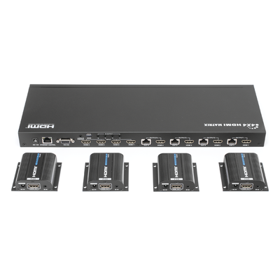 MATRICIAL Y EXTENSOR DE VIDEO HDMI 4 x 4 / 4 Entradas HDMI / 4 Salidas HDMI Loop / 4 Salidas RJ45 para Extender la señal 40 metros por salida / 1080 @ 60Hz / Conmutación por RS232, Control Remoto o Ethernet. - Imagen 4
