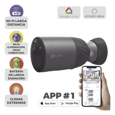 Cámara IP Inalámbrica Con Batería Recargable (Cero Cables) / Colores en Oscuridad / 2 Megapíxel  / Sirena y Estrobo / Alertas de Audio Personalizable / Uso en Exterior / Grabación en la Nube / Almacenamiento Interno