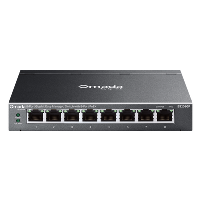 Switch Gigabit Easy Managed 8 Puertos / PoE+ 64W / Cloud Management Omada / 16 Gbps Switching / Fanless / Desktop-Wall Mount