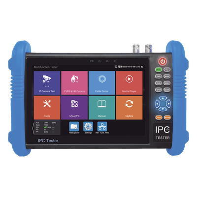 Tester de Video Profesional | Pantalla 7"|  Prueba IP/HD/Analógicas | TVI/CVI/AHD/CVBS | IP ONVIF | 4K/8K | H.264/H.265 | HDMI | PTZ | Scanner IP | TDR | Salidas 12V/24V/PoE | Activación Simultanea.