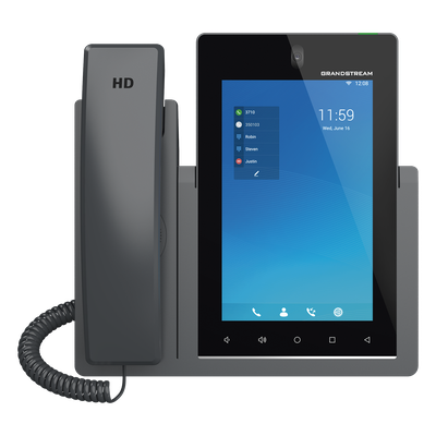 Teléfono IP Android 11, 16 líneas SIP con 16 cuentas, pantalla táctil  7", puertos Gigabit, Wi-Fi, Bluetooth, PoE, codec Opus, IPV4/IPV6 con gestión en la nube GDMS