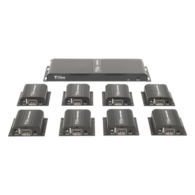 Kit Divisor y Extensor HDMI (Extender Splitter) / Divide 1 Fuente HDMI a 8 Pantallas / Extiende la señal HDMI hasta 40 m / Resolución 1080P @ 60 Hz / Cat 6/6a/7 / Uso 24/7 / Salida Loop en el Tx / IR / Alimente solo el Tx (PoC). - Imagen 3