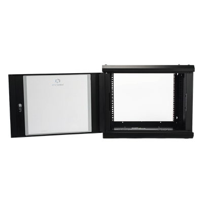 Gabinete de Pared de 9U con Puerta de Cristal Templado, 455 mm de Profundidad, Rack de 19'', Acero Reforzado Color Negro. - Imagen 5
