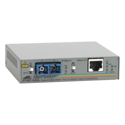 Convertidor de medios fast ethernet a fibra óptica, conector SC, monomodo (SMF), 15 Km