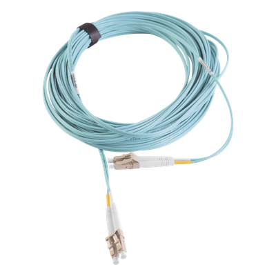 Jumper de Fibra Óptica Multimodo 50/125 XGLO OM3, LC-LC Duplex, OFNR, Color Aqua, 7 Metros (22.97 Pies)