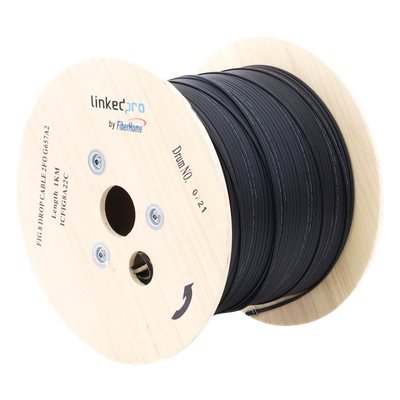 Carrete de 1 km de Fibra Óptica Aérea Mini Figura 8 G.657A2 Tipo Drop, Monomodo de 2 Hilos (Bifibra), Diseñada para Fusionarse, Color Negro, Span 80, (No Soporta Conectores Mecánicos) - Imagen 7