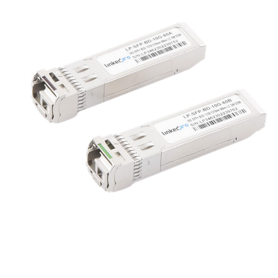 Transceptores Ópticos Bidireccionales SFP+ (Mini-Gbic) / Monomodo 1270 & 1330 nm / 10 Gbps / 10GBASE-BX / Conector LC/UPC Simplex / DDM / Hasta 60 km / 2 Piezas 