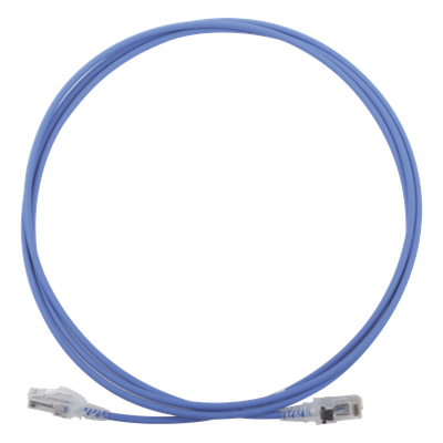 Patch Cord MC6 Modular Cat6 UTP, CM/LS0H, 2.13 Metros (7 Pies), Color Azul, Diámetro Reducido (28AWG)