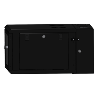 Gabinete Rackeable / 06 Unidades / Pared 19 Pulgadas / Puerta de Cristal / Pintura Electroestática Negro / Abatible 120° / Ventilación 120 mm - Imagen 3