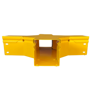 CHFIBER Cruce Horizontal de Aluminio para Fibra Óptica, 4" de Peralte, 4" de Ancho y Radio de 8", con Pintura Epóxica Amarilla, Incluye Tapa, un Par de Coples y Tornillería - Imagen 3