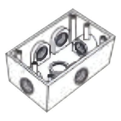 Caja Condulet FS de 1/2" (12.7 mm) con seis bocas a prueba de intemperie.