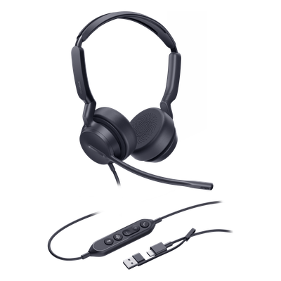 Auriculares Yealink UH42 Dual con cancelación de ruido para Microsoft Teams, USB-C/A e indicador de ocupado