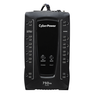 UPS de 750 VA/450 W, Topología Línea Interactiva, Entrada 120 Vca NEMA 5-15P, Tipo Gabinete Compacto, Con 12 Tomas NEMA 5-15R