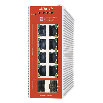 Switch L2+ PoE Industrial / Administración Cloud-Web-CLI / 8 Puertos PoE af/at 100/1000 Mbps / 2 Puertos SFP Gigabit / Presupuesto PoE 120 W / Protocolo ERPS (redundancia enlaces)
