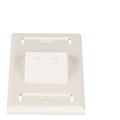 Placa de Pared Vertical Clásica, Salida Para 2 Puertos Mini-Com Inclinados, Con Espacios Para Etiquetas, Color Blanco Mate - Imagen 3