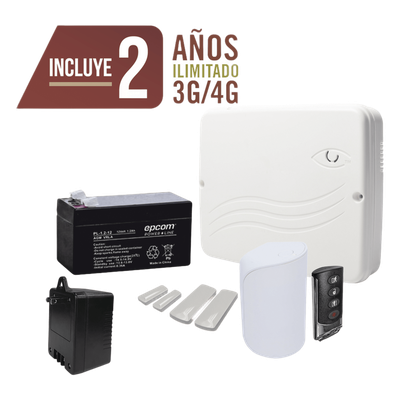 KIT Alarma Cloud Híbrido/Comunicador 4G Lte Integrado/8 Zonas Cableadas, 32 Inalambricas /Programación 100% vía WEB