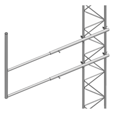 Brazo tipo "F" para tramos STZ-30G, galvanizado por inmersión en caliente.