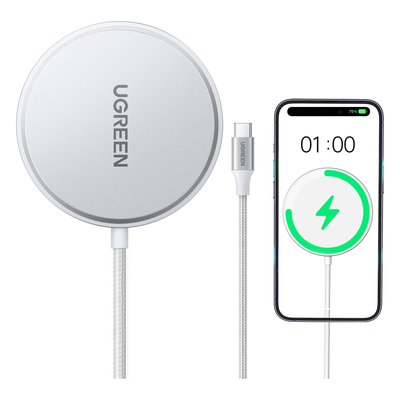Cargador Inalámbrico Magnético 15W / Protocolo Qi 2 / USB-C 9V 2.2A / Eficiencia 83% / Protección Multinivel / Material PC+ABS+Aleación Aluminio / Cable 1.5m - Imagen 3