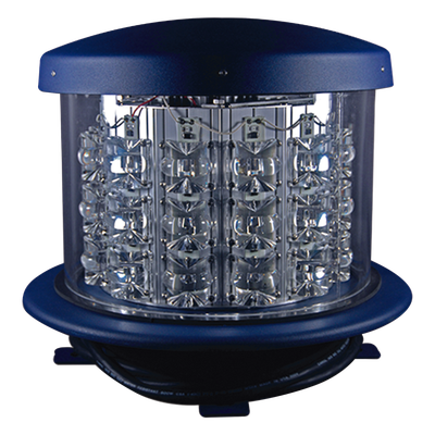 Luz de Obstáculo LED Intensidad Media FAA L-864 / LED Rojo 2000 CD / 120-240 VAC / 360° Cobertura Horizontal / 3° Haz Vertical / NEMA 4X / Para Torres 46-107 m / Certificación FAA e ICAO