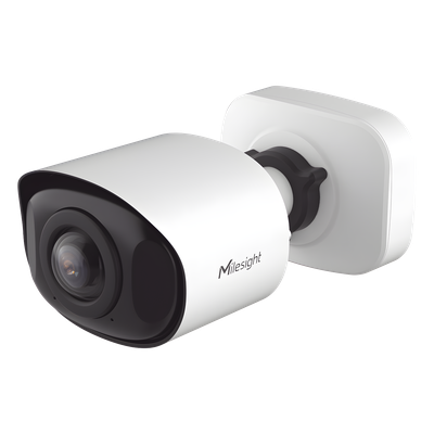 Cámara Bullet de Red Mini Panorámica 180° AI / 4K / Super WDR 120dB / Micrófono Integrado / IP67-IK10 / Soporte PoE / Almacenamiento 1TB / Analítica IA VCA 8 Modos / ONVIF y VMS