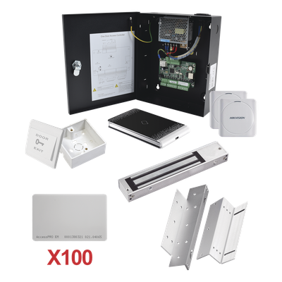Kit de Control de Acceso con TARJETA para 1 Puerta con lector de Entrada y Salida  / TODO INCLUIDO / Software IVMS4200 incluido