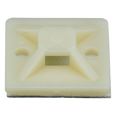 Montaje-Sujetador Adhesivo STRONGHOLD de 4 Vías de 1" x 1" x 1/4", Color Natural,  Nylon 6.6 Retardante de Llamas V-2, Paquete de 100pz