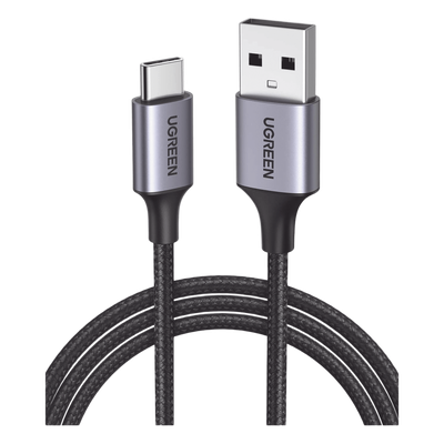 Cable USB-A a USB-C | 2 Metros (6.56 Pies) | Transferencia de Datos de 480 Mbps | Carga Rápida | QC 4.0/3.0/2.0 | FPC | AFC | Protección Integrada | Caja de Aluminio | Nylon Trenzado | Color Negro