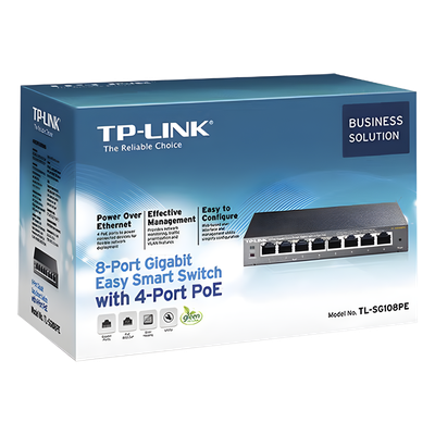 Easy Smart Switch PoE JetStream , 8 puertos 10/100/1000 Mbps  55 W