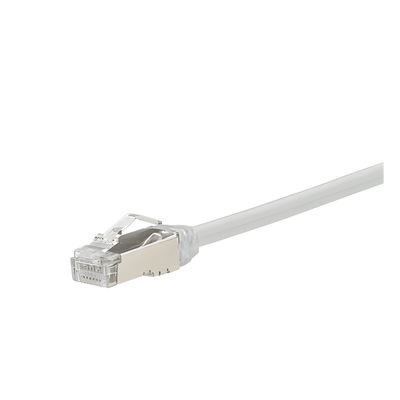 Patch Cord Cat6A, Diametro Reducido 28 AWG, Blindado S/FTP, CM/LS0H, 0.5 Metros (1.64 Pies), Color Blanco