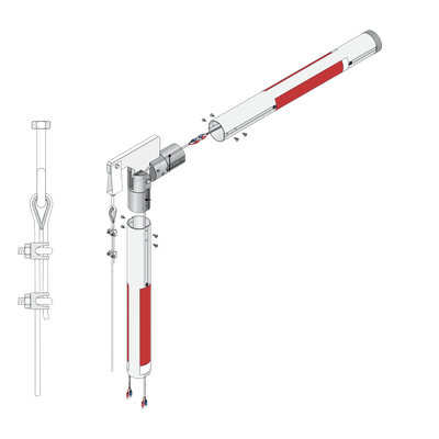 Kit de mástil iluminado de aluminio con Articulación para barreras DKS 1601
