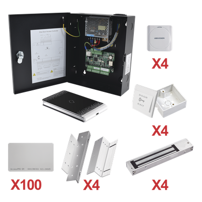 Kit de Control de Acceso con TARJETA para 4 Puertas  / TODO INCLUIDO / Software IVMS4200 incluido