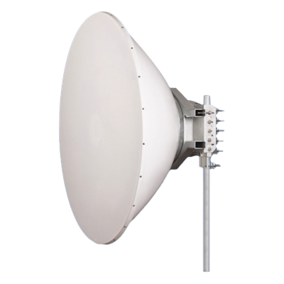 Antena direccional Alto Rendimiento / Parábola profunda para mayor aislamiento al ruido /6 ft / 4.9 a 6.4 GHz /  / Ganancia de 38 dBi / Soporte de acero inoxidable / Polaridad en 90 ° y 45 ° / Incluye montaje.