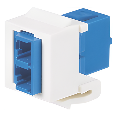 Módulo Acoplador LC Duplex, para Fibra Óptica Monomodo OS1/OS2, Tipo Keystone, Color Blanco