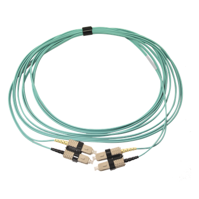 Jumper de Fibra Óptica Multimodo 50/125 OM3 XGLO, SC-SC Duplex, OFNR, Color Aqua, 5 Metros (16.40 Pies)