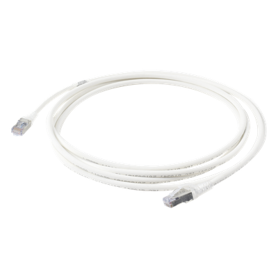 Patch Cord Skinny Cat6A Blindado S/FTP, 3.05 Metros (10 Pies), Diámetro Reducido 28 AWG, Color Blanco