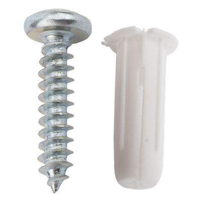 Paquete de 20 taquetes blancos  3/4" y 20 tornillos 8mm x 3/4" (1101-05002)