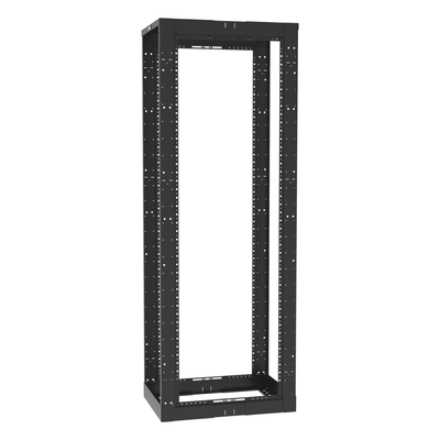 Rack de Cuatro Postes Estándar de 19", Rieles Roscados #12-24, Profundidad Ajustable de 23 a 42 in, 45 Unidades de Rack, Color Negro - Imagen 3