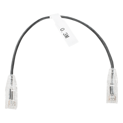 Cable de Parcheo Slim UTP Cat6 - 30 cm (11.81 Pulgadas) Negro Diámetro Reducido (28 AWG)