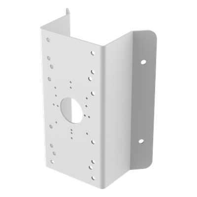 Montaje de Esquina para PTZ TURBOHD o IP / Uso en Exterior / Material de Acero de Carbono / Color Blanco
