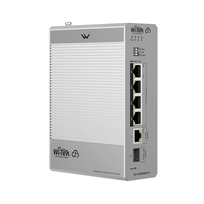 Switch Industrial PoE / 4 Puertos Gigabit PoE++ (802.3bt) / 1 Puerto Gigabit + 1 SFP / Alimentación DC 12-57V / Fanless / DIN-Rail / -30°C a 65°C / 55W-300W Budget PoE