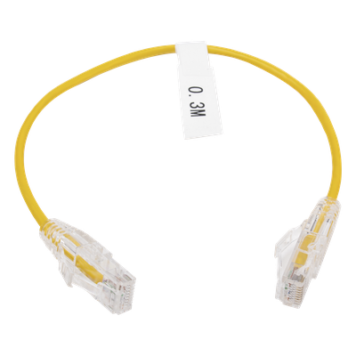Cable de Parcheo Slim UTP Cat6 - 30 cm (11.81 Pulgadas) Amarillo Diámetro Reducido (28 AWG)