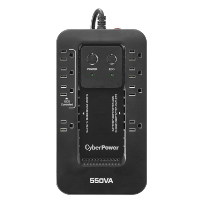 UPS de 550 VA/330 W, Topología Standby con Modo Ahorrador ECO, Entrada 120 Vca NEMA 5-15P, Con 8 Tomas NEMA 5-15R 